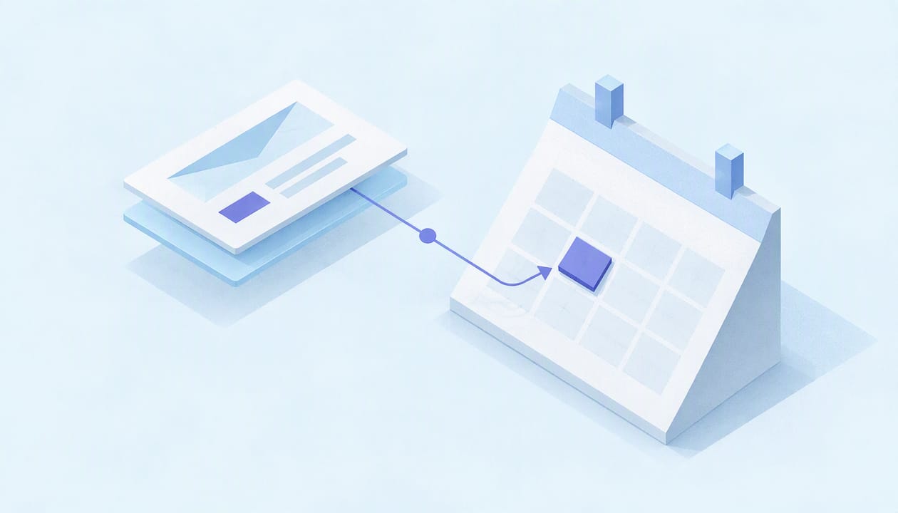 Abstract event card moving to a calendar