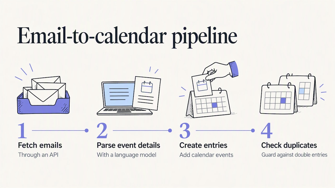 Four steps from email to calendar entry
